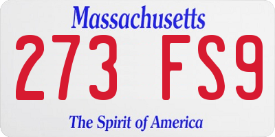 MA license plate 273FS9