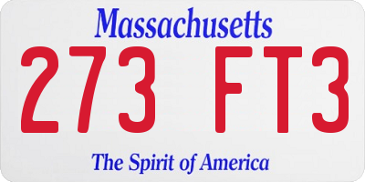 MA license plate 273FT3