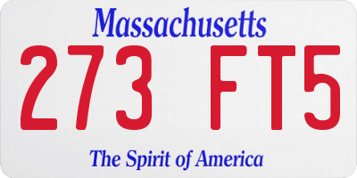 MA license plate 273FT5