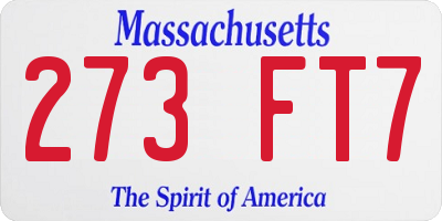 MA license plate 273FT7