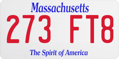 MA license plate 273FT8