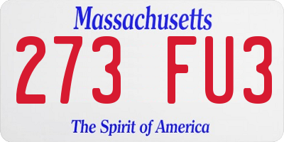 MA license plate 273FU3