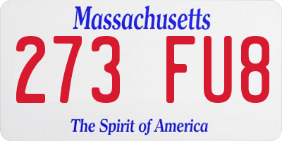 MA license plate 273FU8