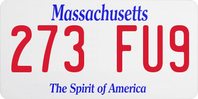 MA license plate 273FU9
