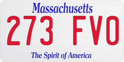 MA license plate 273FV0