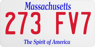 MA license plate 273FV7