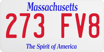 MA license plate 273FV8
