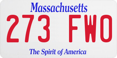 MA license plate 273FW0