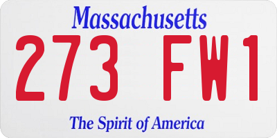 MA license plate 273FW1