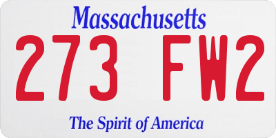 MA license plate 273FW2