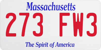 MA license plate 273FW3