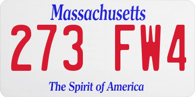 MA license plate 273FW4