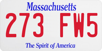 MA license plate 273FW5