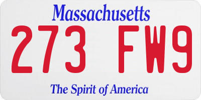 MA license plate 273FW9