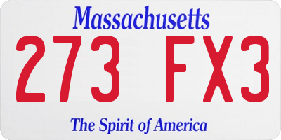 MA license plate 273FX3