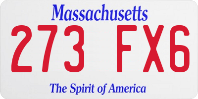 MA license plate 273FX6