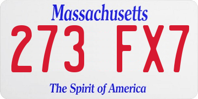 MA license plate 273FX7