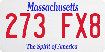 MA license plate 273FX8