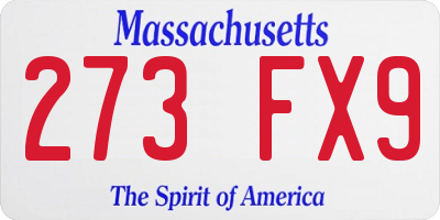 MA license plate 273FX9
