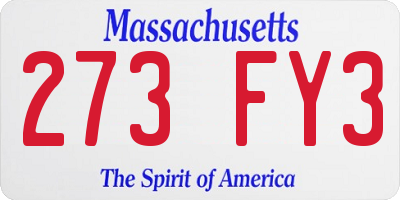 MA license plate 273FY3