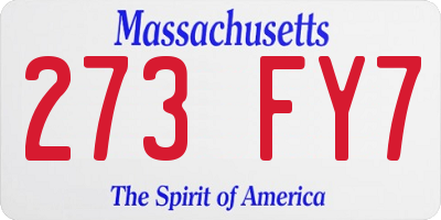 MA license plate 273FY7