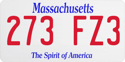 MA license plate 273FZ3