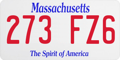 MA license plate 273FZ6