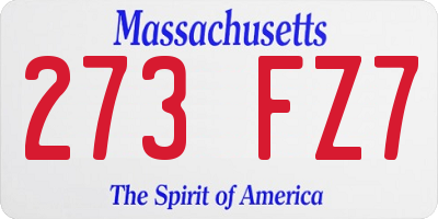 MA license plate 273FZ7
