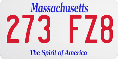 MA license plate 273FZ8
