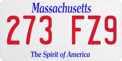 MA license plate 273FZ9