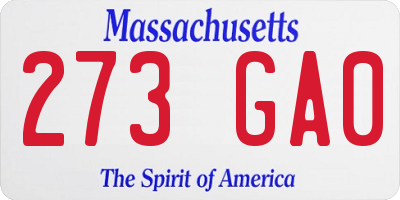 MA license plate 273GA0