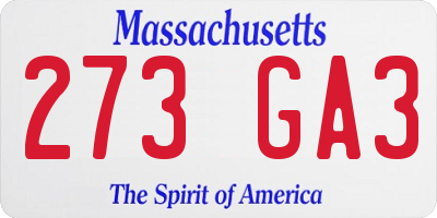 MA license plate 273GA3
