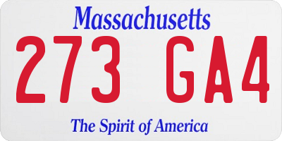 MA license plate 273GA4