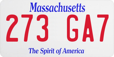 MA license plate 273GA7