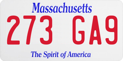 MA license plate 273GA9