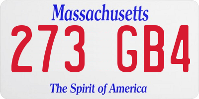 MA license plate 273GB4
