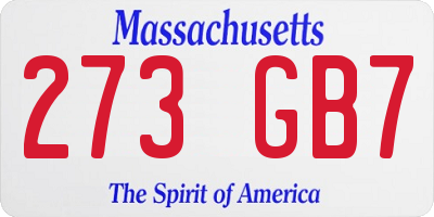 MA license plate 273GB7