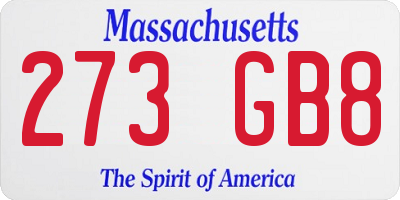 MA license plate 273GB8