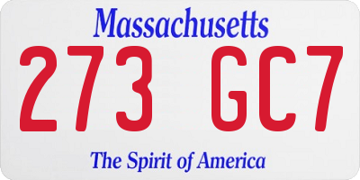 MA license plate 273GC7