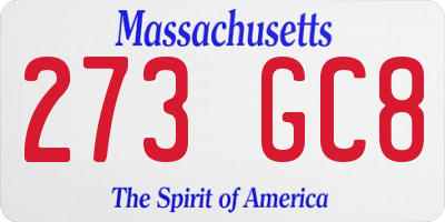 MA license plate 273GC8