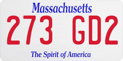 MA license plate 273GD2