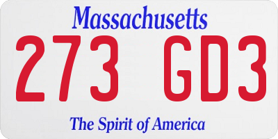 MA license plate 273GD3