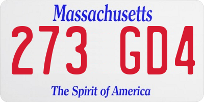 MA license plate 273GD4