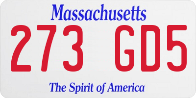 MA license plate 273GD5