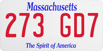 MA license plate 273GD7