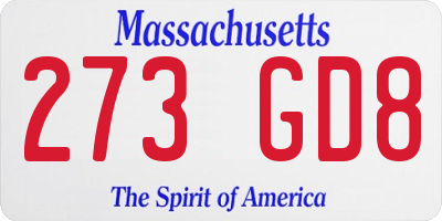 MA license plate 273GD8