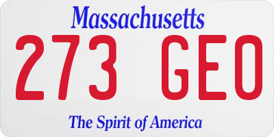MA license plate 273GE0