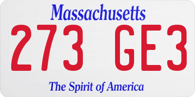 MA license plate 273GE3