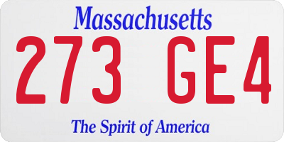 MA license plate 273GE4
