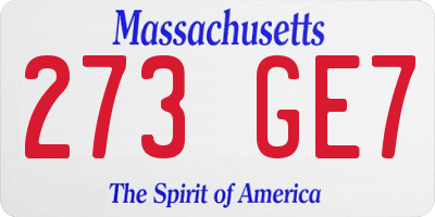 MA license plate 273GE7
